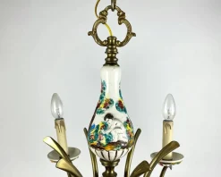 Hot Pamono Capodimonte Hand-Painted Porcelain & Brass Chandelier