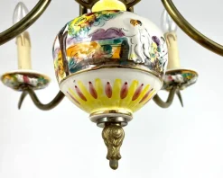 Hot Pamono Capodimonte Hand-Painted Porcelain & Brass Chandelier