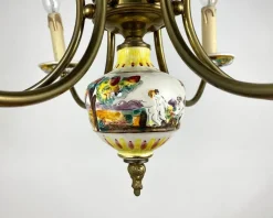 Hot Pamono Capodimonte Hand-Painted Porcelain & Brass Chandelier