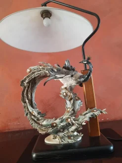 Pamono Capodimonte Peacock Sculpture Table Lamp by Giuseppe Armani, 1980s