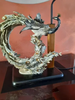 Pamono Capodimonte Peacock Sculpture Table Lamp by Giuseppe Armani, 1980s