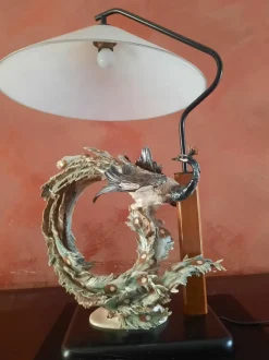 Pamono Capodimonte Peacock Sculpture Table Lamp by Giuseppe Armani, 1980s