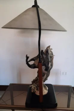 Pamono Capodimonte Peacock Sculpture Table Lamp by Giuseppe Armani, 1980s