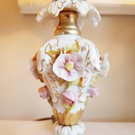 Best Pamono Capodimonte Porcelain Table Lamps with Small Pink Roses, Set of 2