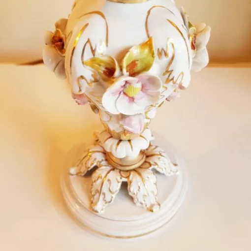 Best Pamono Capodimonte Porcelain Table Lamps with Small Pink Roses, Set of 2
