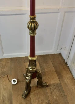 New Pamono Carved Gilt and Painted Baroque Floor Lamp, 1920s