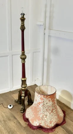 New Pamono Carved Gilt and Painted Baroque Floor Lamp, 1920s
