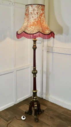 New Pamono Carved Gilt and Painted Baroque Floor Lamp, 1920s