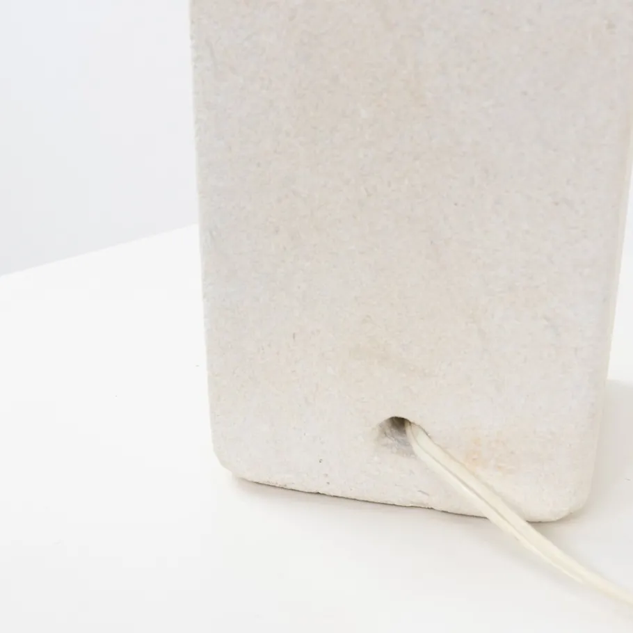 New Pamono Carved Limestone Table Lamp by Albert Tormos, France, 1970s