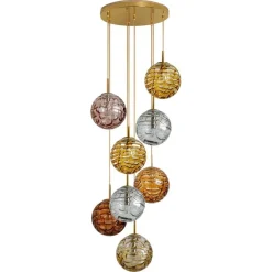 Discount Pamono Cascade Hanging Light Fixture with Eight Murano Glass Globes, 1960s