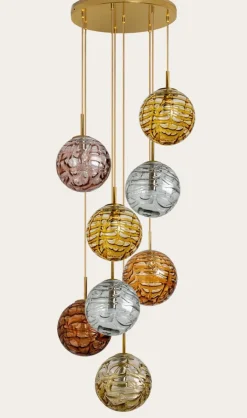 Discount Pamono Cascade Hanging Light Fixture with Eight Murano Glass Globes, 1960s