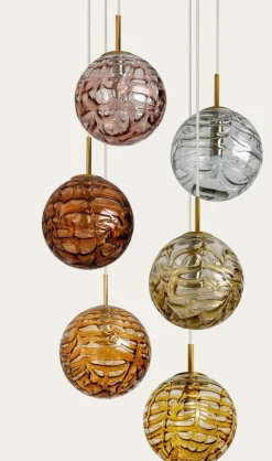 Discount Pamono Cascade Hanging Light Fixture with Eight Murano Glass Globes, 1960s