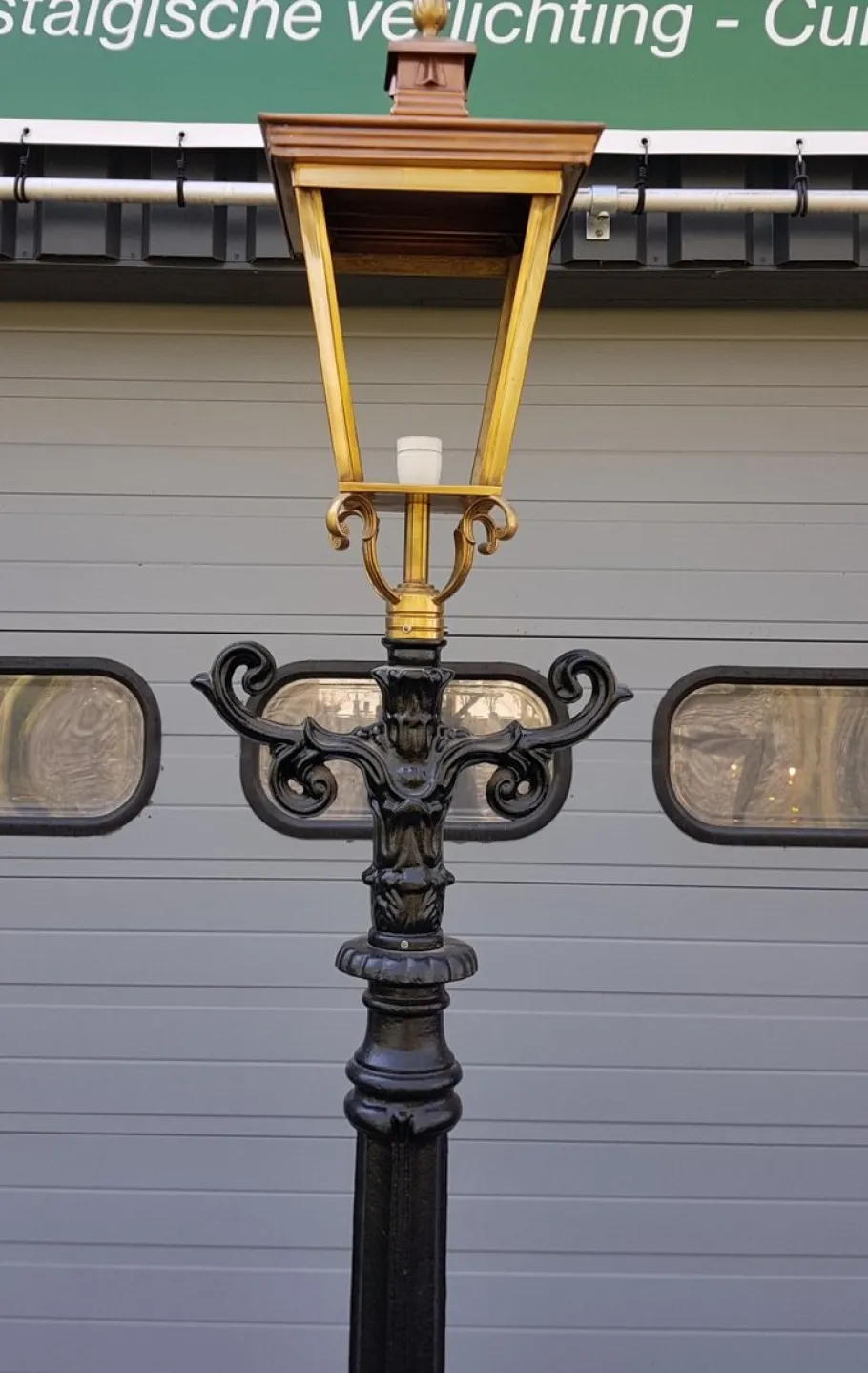 Outlet Pamono Cast Iron Lamp Post Doetinchem with Copper Square Lantern