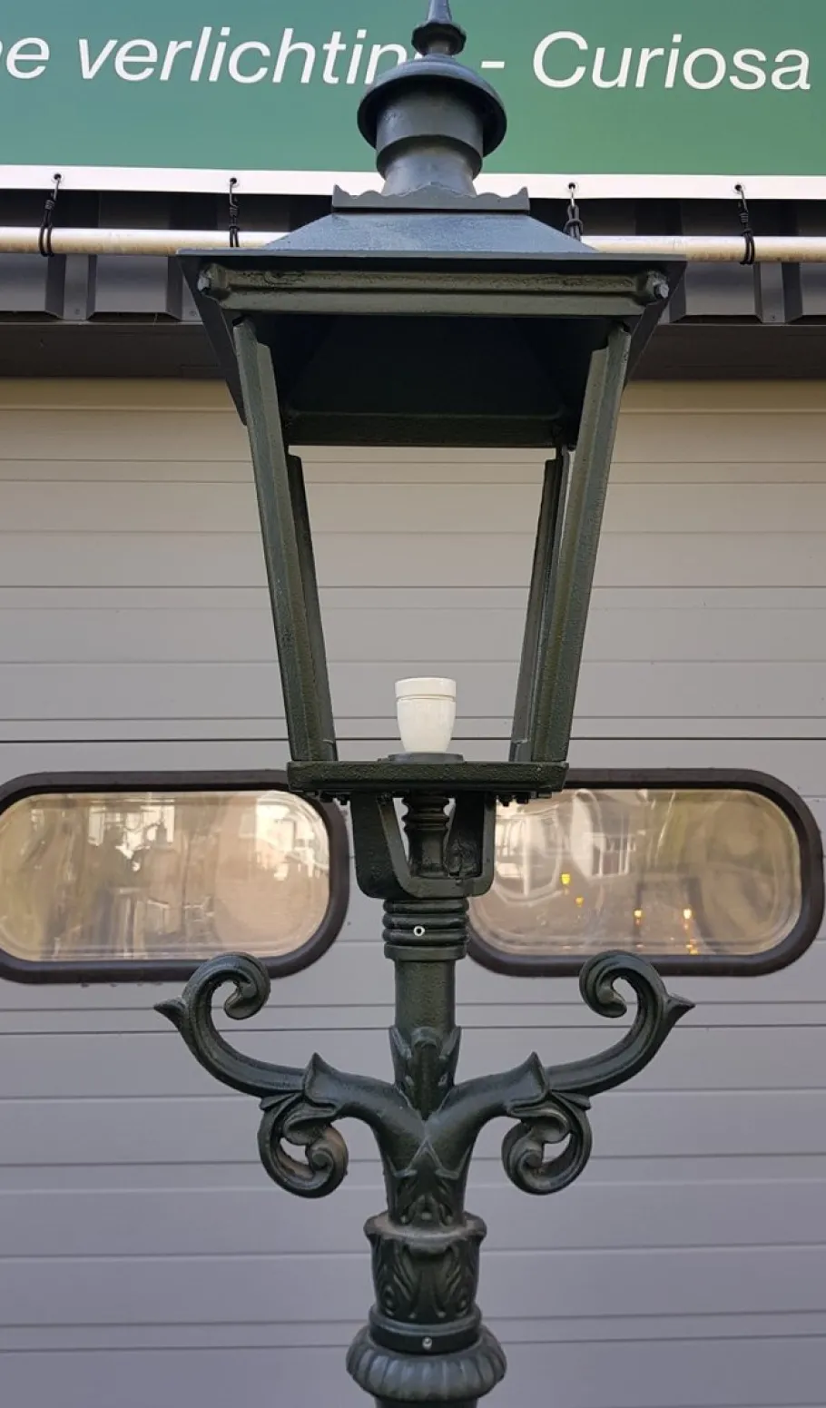 Outlet Pamono Cast Iron Lamp Post M2 with Cast Iron Square Lantern