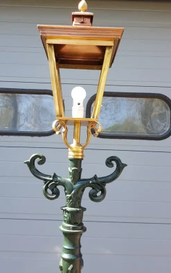 New Pamono Cast Iron Lamp Post Rotterdammer with Square Copper Lantern