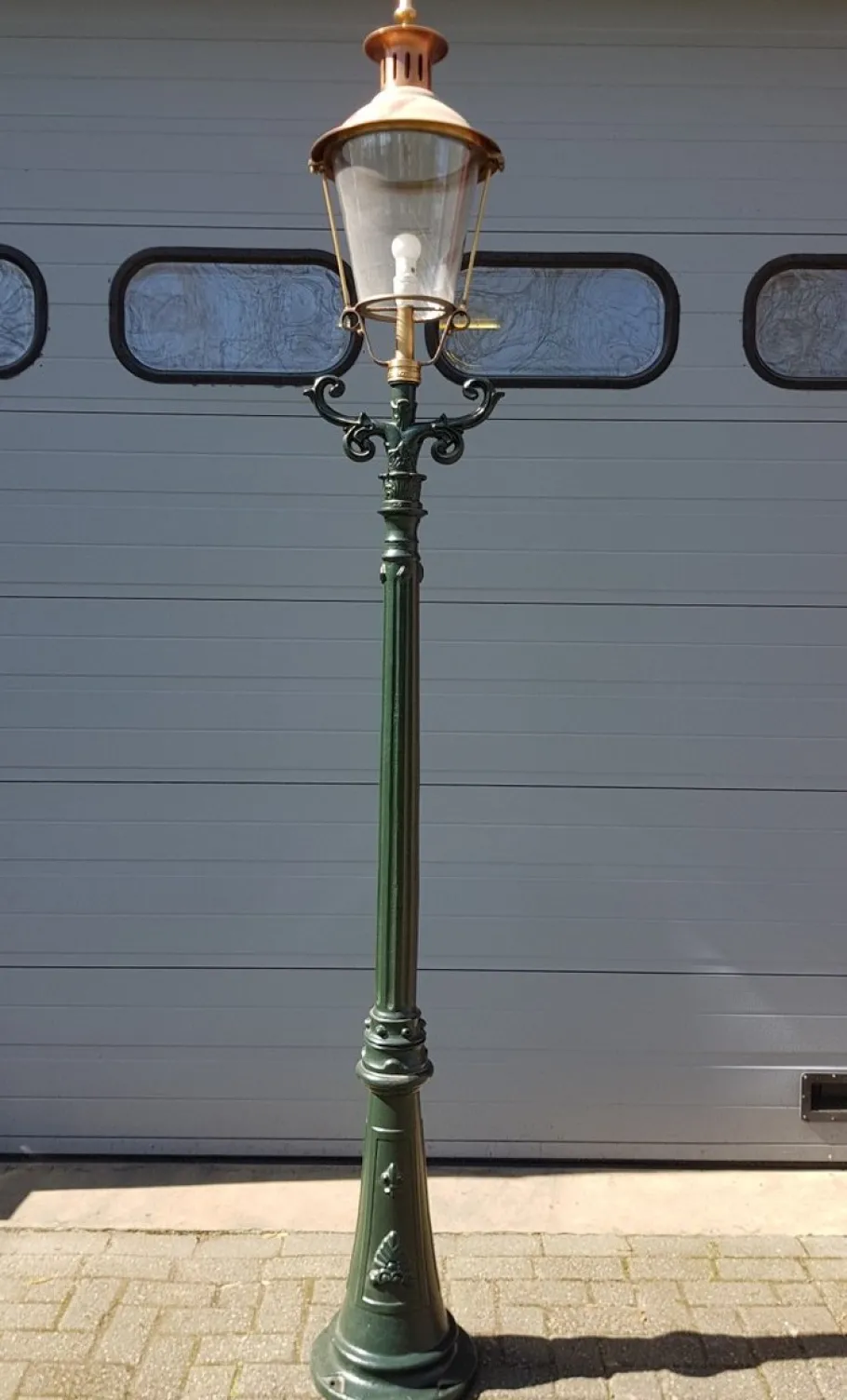 Clearance Pamono Cast Iron Lamp Post Rotterdammer with Round Copper Lantern