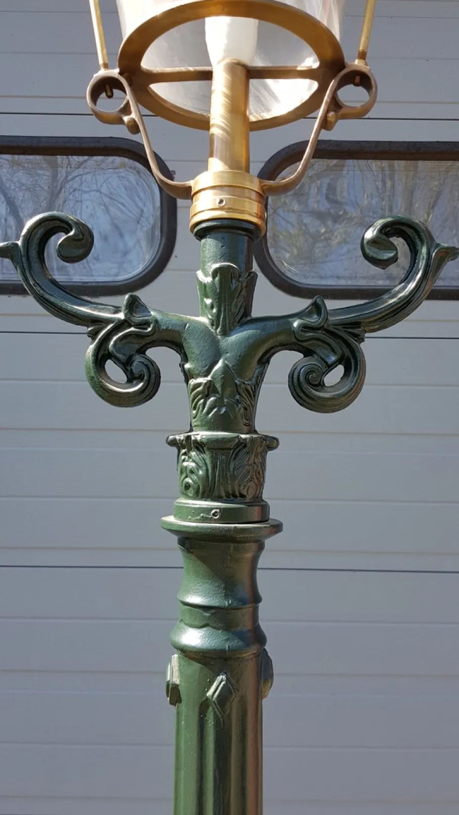 Clearance Pamono Cast Iron Lamp Post Rotterdammer with Round Copper Lantern