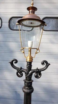 Hot Pamono Cast Iron Lamp Post with Round Copper Lantern