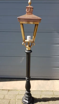 Pamono Cast Iron Lamp Post with Copper Square Lantern