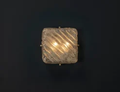 Online Pamono Ceiling and Wall Light in Ice Glass and Gold by Egon Hillebrand for Hillebrand Lighting, 1960s