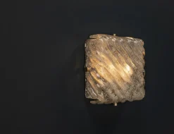 Online Pamono Ceiling and Wall Light in Ice Glass and Gold by Egon Hillebrand for Hillebrand Lighting, 1960s