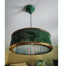 New Pamono Ceiling Lamp attributed to Jacques Biny, 1940s