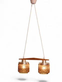 Clearance Pamono Ceiling Lamp with Amber Glass Shades, 1960s