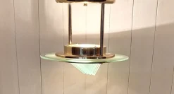 New Pamono Ceiling Lamp with Gold-Plated Metal Frame and Crystal Glass Panels from Honsel, Germany, 1990s