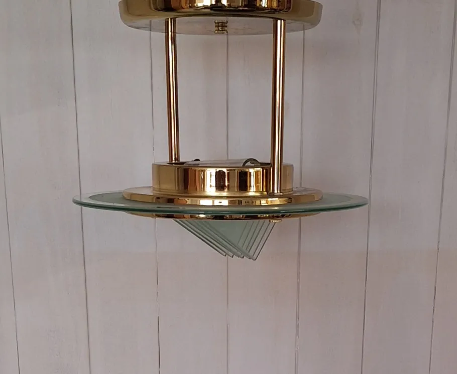 New Pamono Ceiling Lamp with Gold-Plated Metal Frame and Crystal Glass Panels from Honsel, Germany, 1990s
