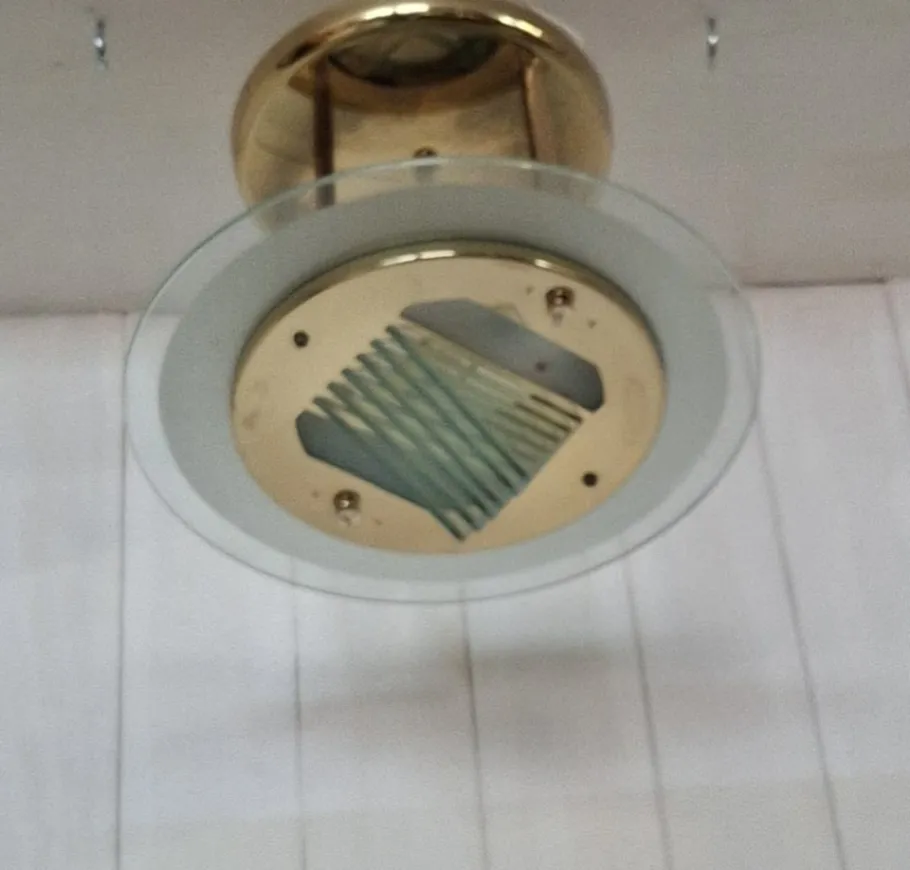 New Pamono Ceiling Lamp with Gold-Plated Metal Frame and Crystal Glass Panels from Honsel, Germany, 1990s