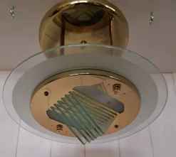 New Pamono Ceiling Lamp with Gold-Plated Metal Frame and Crystal Glass Panels from Honsel, Germany, 1990s