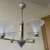 Hot Pamono Ceiling Lamp with Tulip-Shaped Frosted Glass Bowls, 1930s