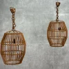 Clearance Pamono Ceiling Lamps in Wicker, 1950s, Set of 2