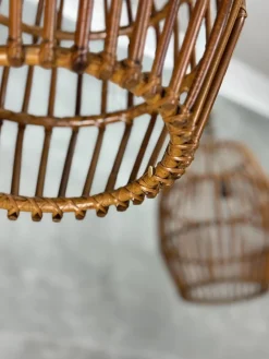 Clearance Pamono Ceiling Lamps in Wicker, 1950s, Set of 2