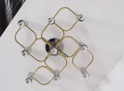 Clearance Pamono Ceiling Light in Brass and Chrome by Gaetano Sciolari for Leola, 1960s