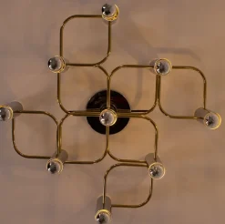 Clearance Pamono Ceiling Light in Brass and Chrome by Gaetano Sciolari for Leola, 1960s