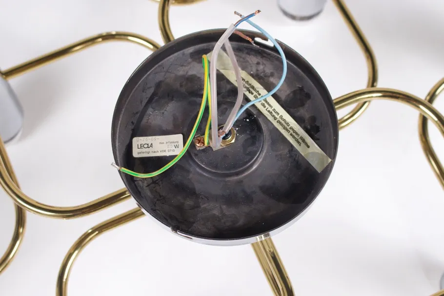 Clearance Pamono Ceiling Light in Brass and Chrome by Gaetano Sciolari for Leola, 1960s