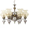 Discount Pamono Ceramic & Blown Murano Glass 6 Light Chandelier with Floral Decoration, Italy, 1950s