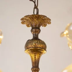 Discount Pamono Ceramic & Blown Murano Glass 6 Light Chandelier with Floral Decoration, Italy, 1950s