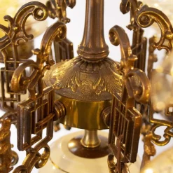 Discount Pamono Ceramic & Blown Murano Glass 6 Light Chandelier with Floral Decoration, Italy, 1950s