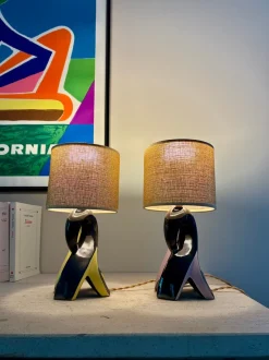 Discount Pamono Ceramic Bedside Lamps, 1950, Set of 2