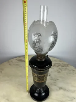 Discount Pamono Ceramic Oil Lamp in Bronze and Glass, Italy, 1930s