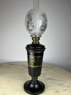 Discount Pamono Ceramic Oil Lamp in Bronze and Glass, Italy, 1930s