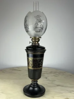 Discount Pamono Ceramic Oil Lamp in Bronze and Glass, Italy, 1930s