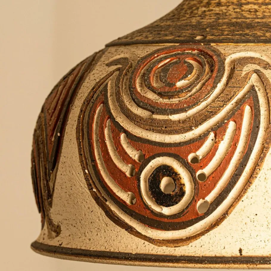 Clearance Pamono Ceramic Pendant Flared Bowl with Pattern, Denmark, 1960s