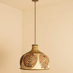 Clearance Pamono Ceramic Pendant Flared Bowl with Pattern, Denmark, 1960s