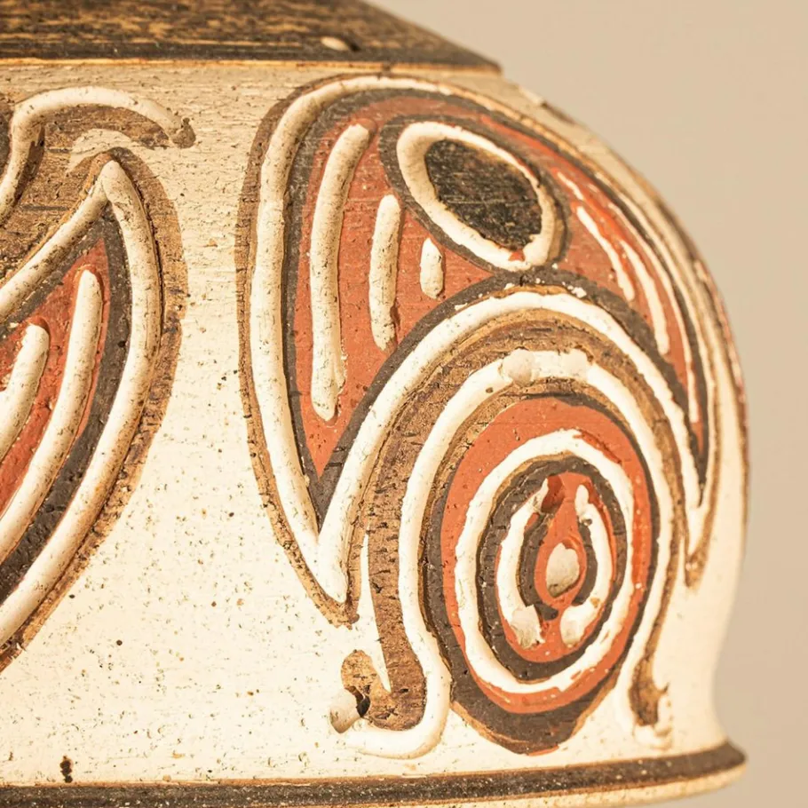 Clearance Pamono Ceramic Pendant Flared Bowl with Pattern, Denmark, 1960s