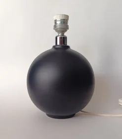 New Pamono Ceramic Table Lamp in Black, 1970s