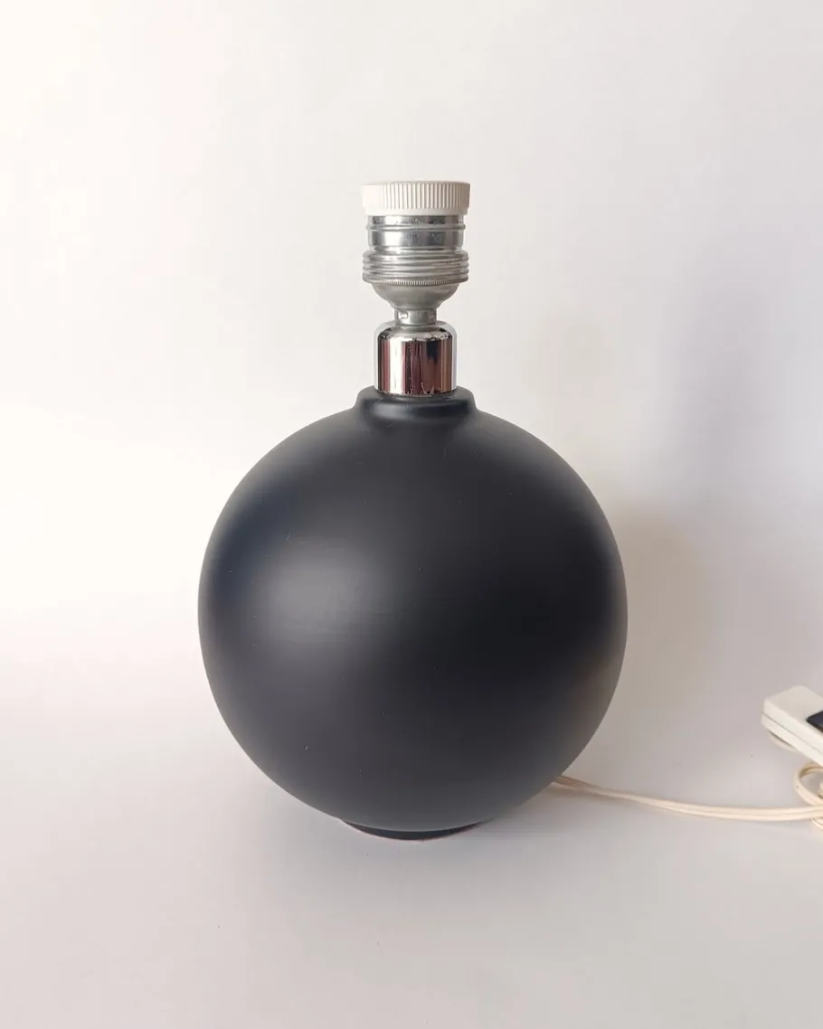 New Pamono Ceramic Table Lamp in Black, 1970s