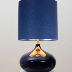 Pamono Ceramic Table Lamp with New Silk Custom Made Lampshade by René Houben, 1960s